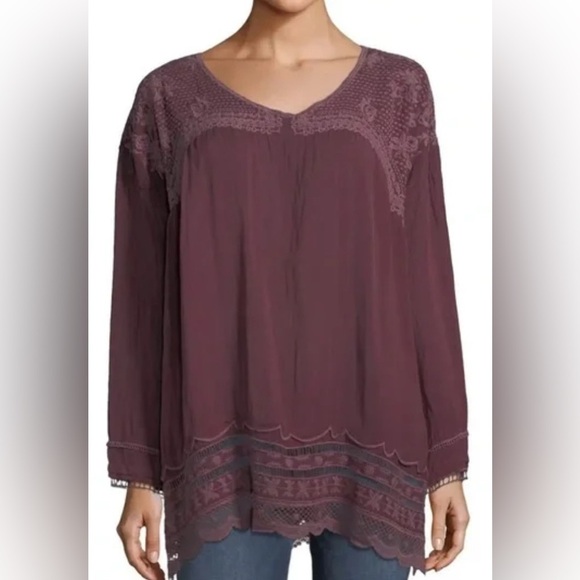 Johnny Was Tops - Johnny Was Dark Purple Cupro Top size small